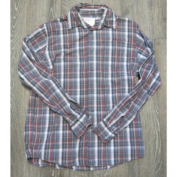 WRANGLER JEANS CO Button Down Plaid Shirt Size M Men Long Sleeve Gray Red Multi - Picture 9 of 9